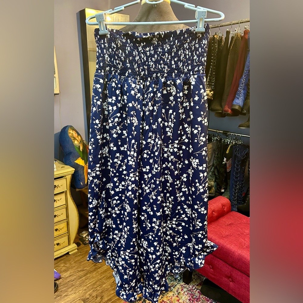 Wide Leg Floral Pants with Shirred Waist Boho Feel